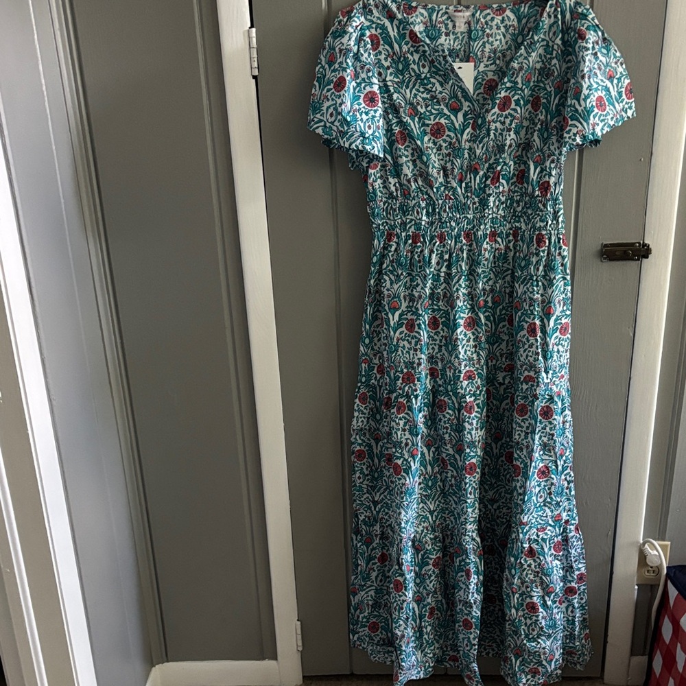 Crown & Ivy Teal and Red Floral Maxi Dress